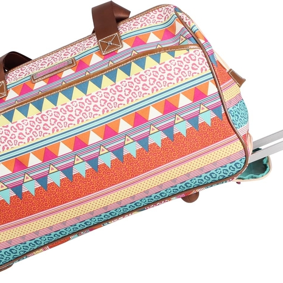 Lily Bloom Rolling Duffle Bag Luggage With Wheels And Pull Handle LARGE Travel - Picture 3 of 6